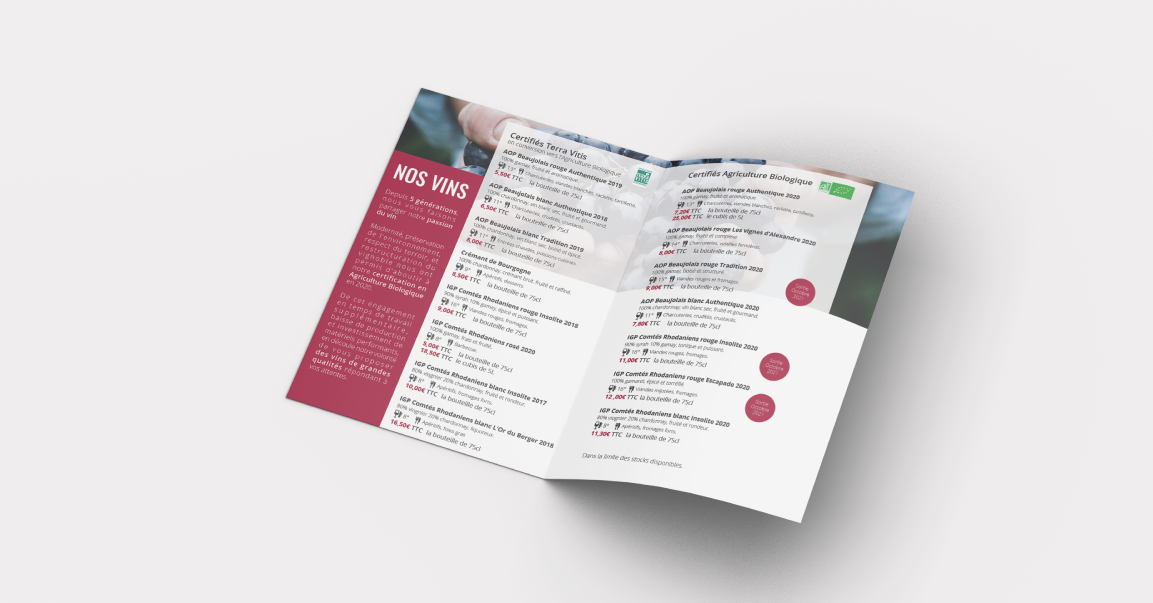 Domaine Berger des Vignes dépliant intérieur